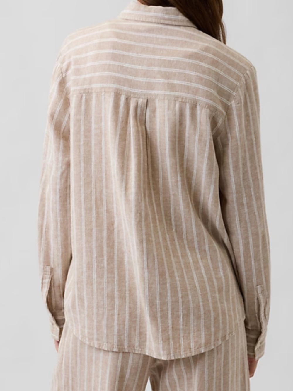 GAP Women's Beige Stripe Button-Up Shirt - Picture 4 of 6